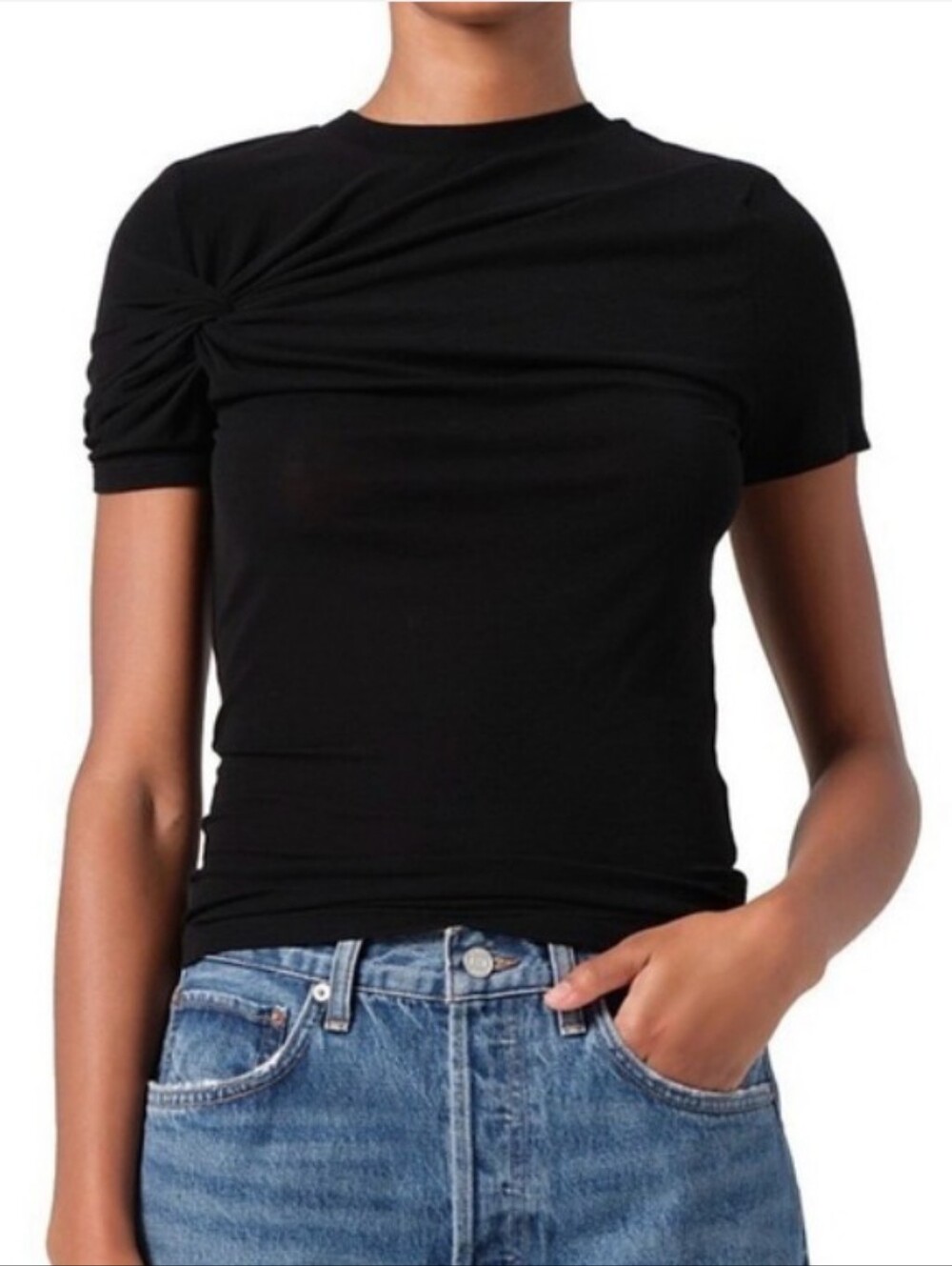 Agolde Black Short-Sleeve Lissa Twist Tee